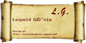 Leipold Génia névjegykártya